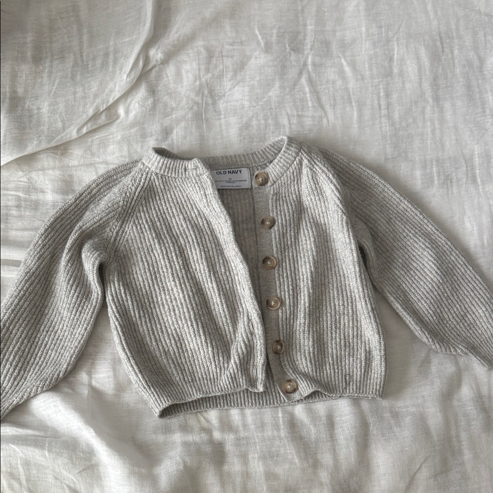 Old Navy Neutral Cream Ribbed Button-Up Cardigan